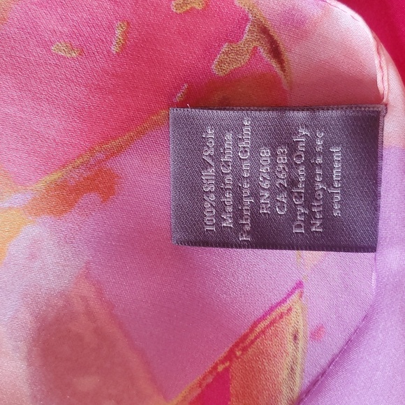 Vince Camuto 70"x17" Multicolored Bold Pink and Yellow 100% Silk Scarf - Picture 7 of 7